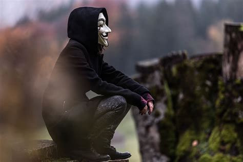 HD wallpaper: Photo of Person in Black Hoodie and White Mask, blur ...