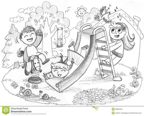 Kids Playing Outside Clipart Black And White | Furniture Walpaper within Children Playing In The ...