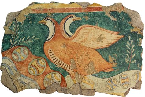 The Partridges. Ancient Greek fresco from the Palace of Knossos. The ...