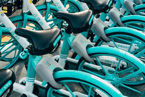 Teal Bicycles On A Parking Lot · Free Stock Photo