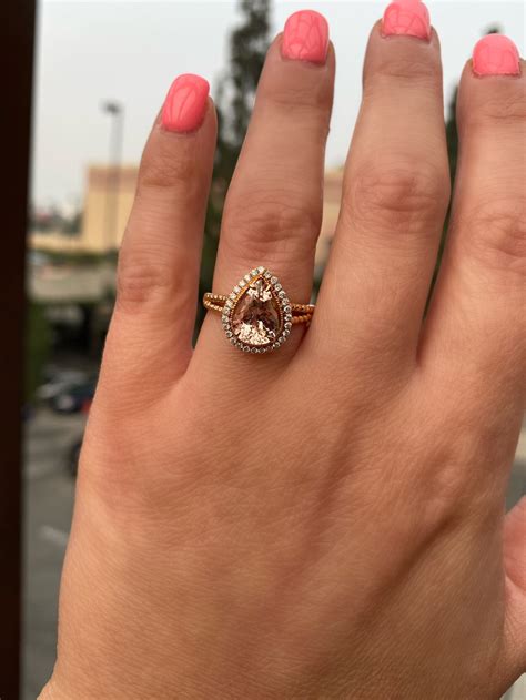 Rose Gold Morganite Pear Halo Diamond Ring. Pear Halo Diamond | Etsy