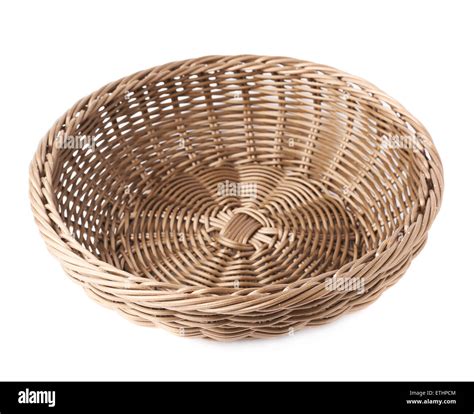 Empty fruit wicker basket bowl isolated Stock Photo - Alamy