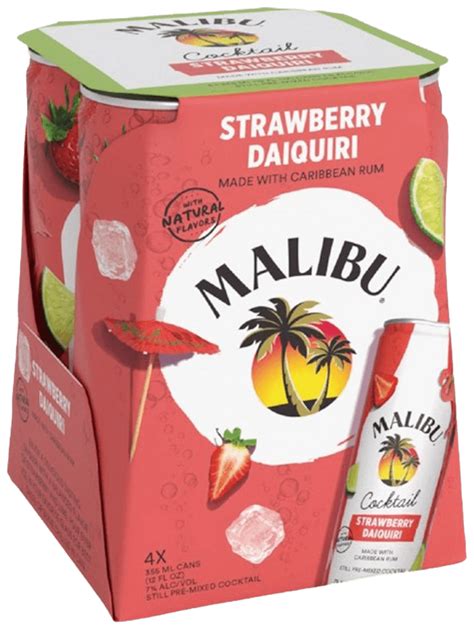 Malibu Strawberry Daiquiri Cocktail 4 Cans > Coolers > Parkside Liquor Beer & Wine