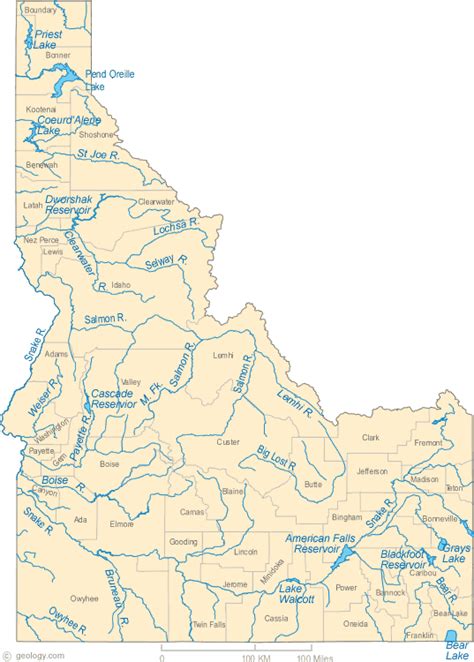 Idaho Lake Map, River Map and Water Resources | Idaho travel, Map, Idaho