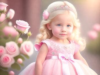 A little girl wearing a pink dress and a tiara Image & Design ID 0000237400 - SmileTemplates.com
