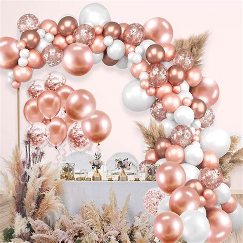 Buy Rose Gold Balloon Garland Arch Kit Confetti Balloons Party Supplies ...