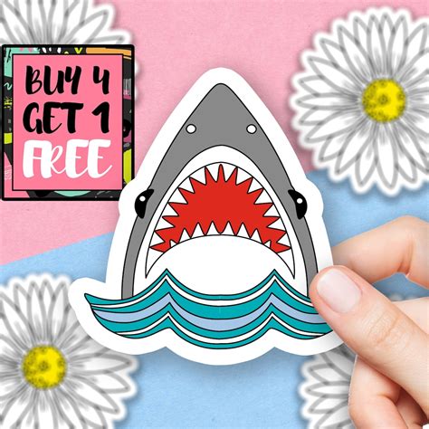 Shark Sticker Cute Sticker Surfing Summer Stickers Laptop | Etsy