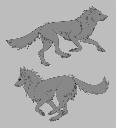 Free Wolf Running Linearts by Aviaku | Wolf running, Canine drawing, Anime wolf drawing