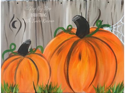 How To Paint Pumpkins On Canvas - Step By Step Painting | Fall pumpkins ...