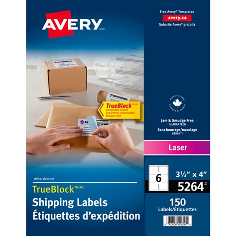 LABEL LASER AVERY PERMANENT 4x3-1/3 150/PK Monk Office