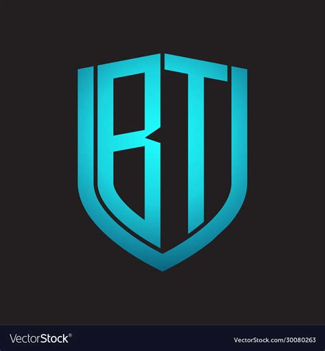 Bt logo monogram with emblem shield design Vector Image