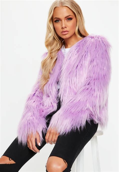 Missguided - Lilac Collarless Shaggy Coat | Shaggy faux fur coat, Bratz ...