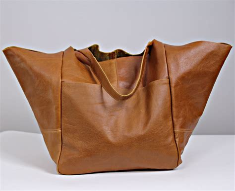 Extra Large Leather Tote With Pocket for Women,tan Leather Bag, Light ...