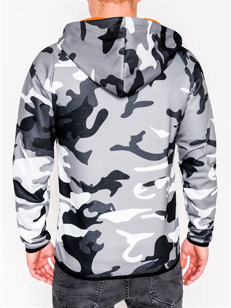 Men's zip-up hoodie B747 - grey/camo | MODONE wholesale - Clothing For Men