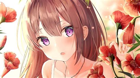 HD wallpaper: Anime, Original, Brown Hair, Girl, Purple Eyes ...