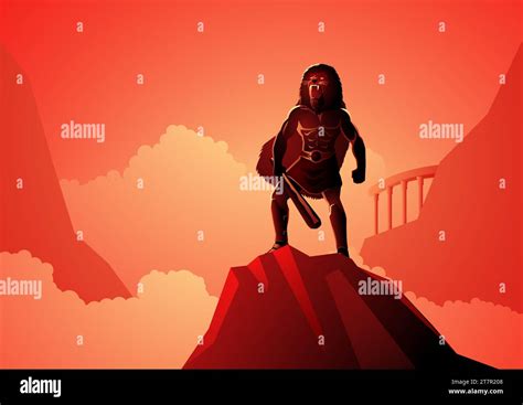 Greek god and goddess vector illustration series, Heracles, a divine ...