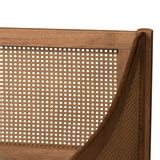 Baxton Studio Ogden Mid-Century Modern Walnut Brown Finished Wood and Synthetic Rattan Twin Size ...