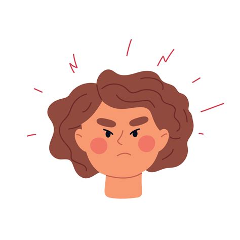 cara de mujer enojada. carácter joven molesto o agresivo. ilustración de vector de dibujos ...