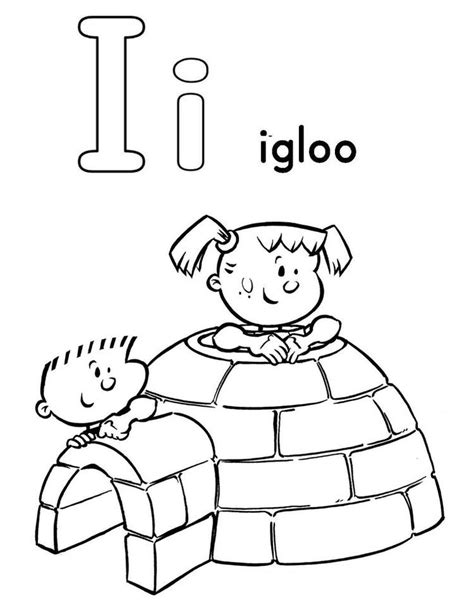 Alphabet Color Pages I For Igloo | Abc coloring pages, Abc coloring