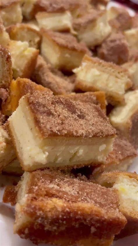 Churro cheesecake bites with extra cinnamon sugar🍓 | Baking, Cheesecake bites, Churro cheesecake