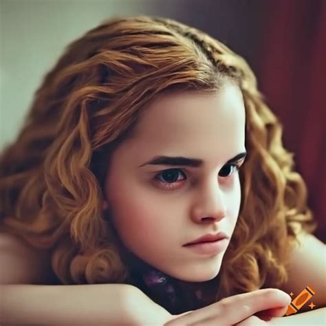 Cute and alluring hermione lying in bed on Craiyon