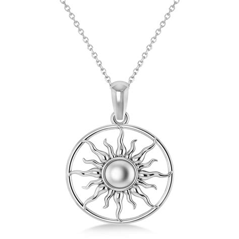 Summertime Sun Circle Pendant Necklace 14k White Gold - AZ9819