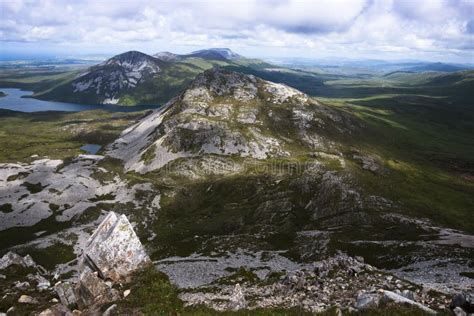 View from the Summit of Mount Errigal Stock Photo - Image of rugged ...