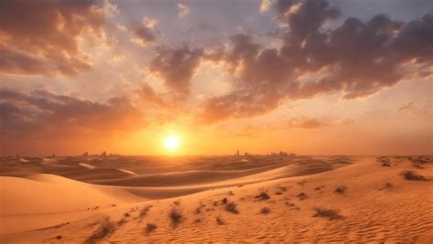 Premium AI Image | Sunset in the desert Sunset in the desert in Dubai UAE