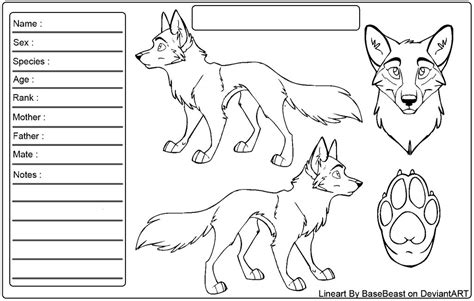 BaseBeast Wolf Reference Sheet Lineart by Wolfinstar on DeviantArt