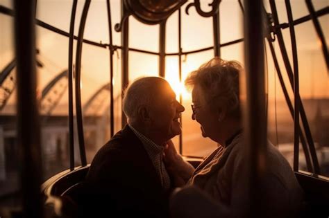 Premium AI Image | Senior couple enjoying a Ferris wheel looking and ...