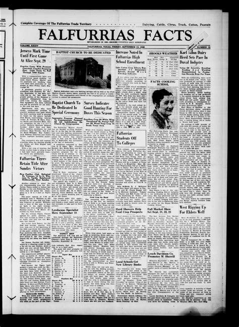 Falfurrias Facts (Falfurrias, Tex.), Vol. 34, No. 15, Ed. 1 Friday, September 13, 1940 - The ...