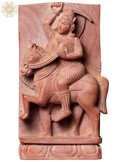 6"Kalki Avatar of Lord Vishnu | Pink Stone Sculptures | Exotic India Art