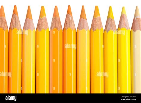 yellow pencils isolated on white background or color crayons Stock Photo - Alamy