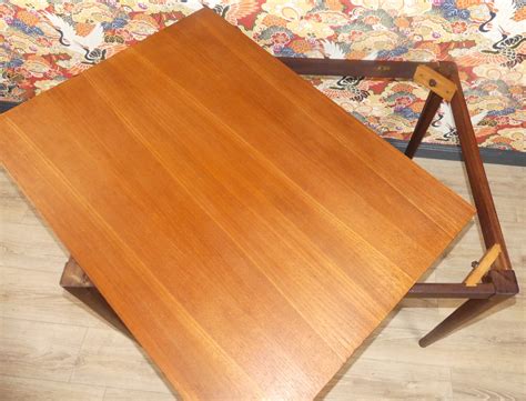Large Teak Dining Table with Folding Turning Mechanism, 1960s for sale at Pamono