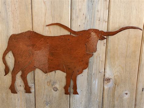 Iron Longhorn Steer Metal Wall Art Flat Mounted Southwest | Etsy