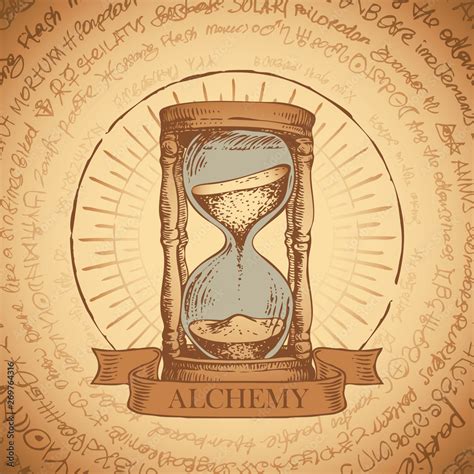 Vector illustration with hourglass with running sand inside in retro ...