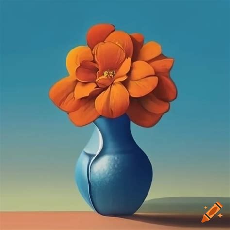 Surreal artwork of a flower vase against a window