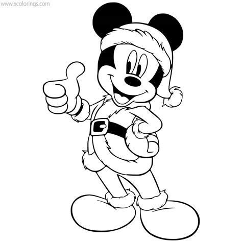 Mickey Mouse Christmas Coloring Pages As A Santa Claus - XColorings.com