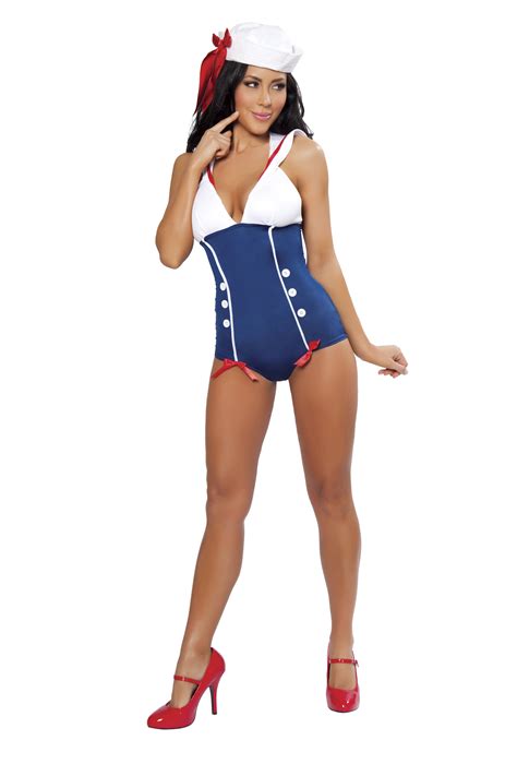 Adult Pinup Sailor Woman Romper Costume | $49.99 | The Costume Land