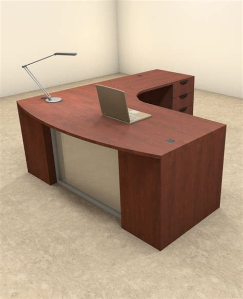 3pc L Shaped Modern Contemporary Executive Office Desk Set, #OF-CON-L57 - H2O Furniture