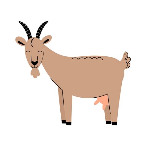 Cute goat . Cartoon farm animals. Simple vector flat 7533891 Vector Art ...