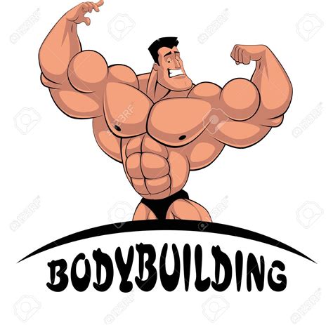 Vector illustration, cartoon bodybuilder shows muscles, at the ...