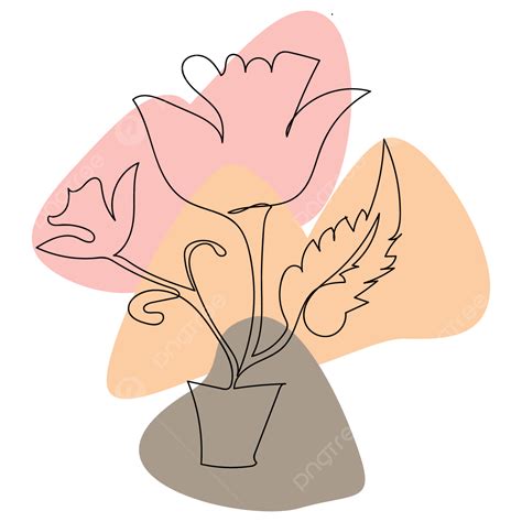Abstract Shape Design Vector PNG Images, Flower And Leaves Line Art Drawing With Abstract Shape ...