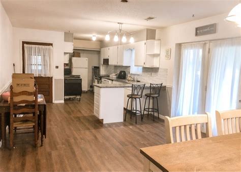 the kitchen and dining room are clean and ready for us to use in their ...