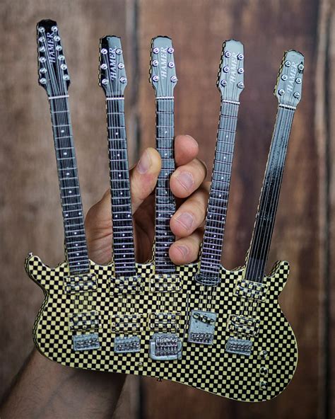 RICK NIELSEN™ Five-Neck Checkered Mini Guitar Replica Collectible by ...