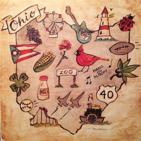 8x8 Ohio Art Board featuring Ohio symbols and icons