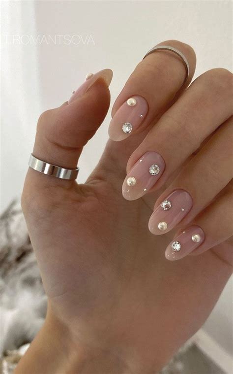 40 Best Wedding Nails 2022 : Pearl Nails White French Tips