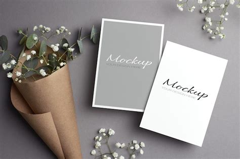 Premium PSD | Wedding invitation stationary card mockup with flowers ...