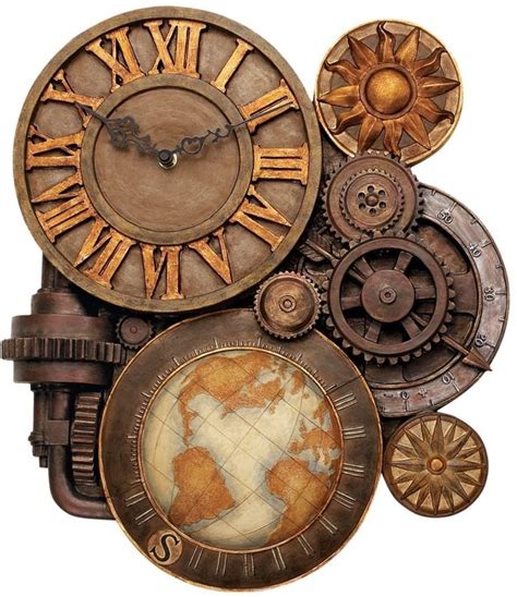 XoticBrands 17.5" Art Deco Industrial Decorative Sculpture Wall Clock [Kitchen] | Steampunk ...