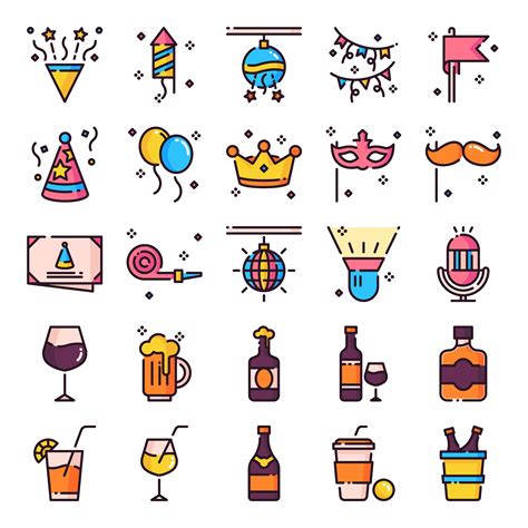 Party icons pack 533922 Vector Art at Vecteezy